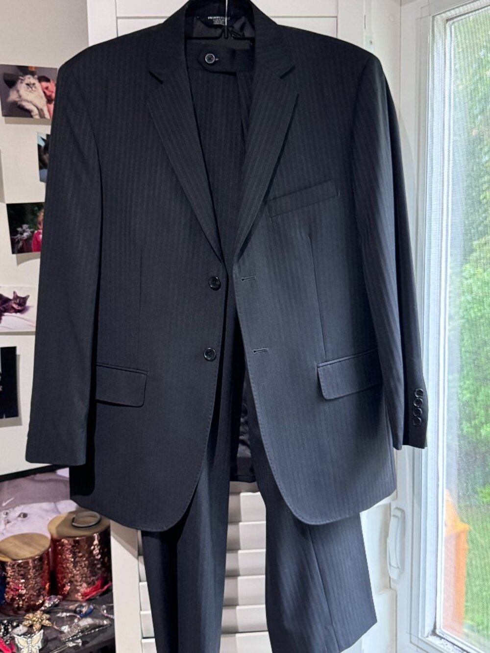 🖤✨ Pronto Uomo Super 120's Wool Suit 42S 36W Black Pinstripe Luxury 🖤✨